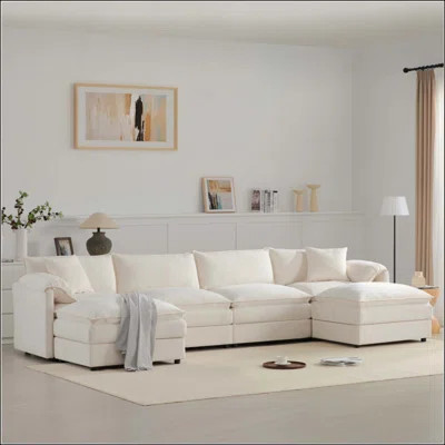 Chenille Modular Sectional Sofa With Deep And Wide Seat,U Shaped Cloud Couch Set With Double Cushions,4 Seat Sofa With Movable Ottoman,Oversized Indoo | Wayfair North America