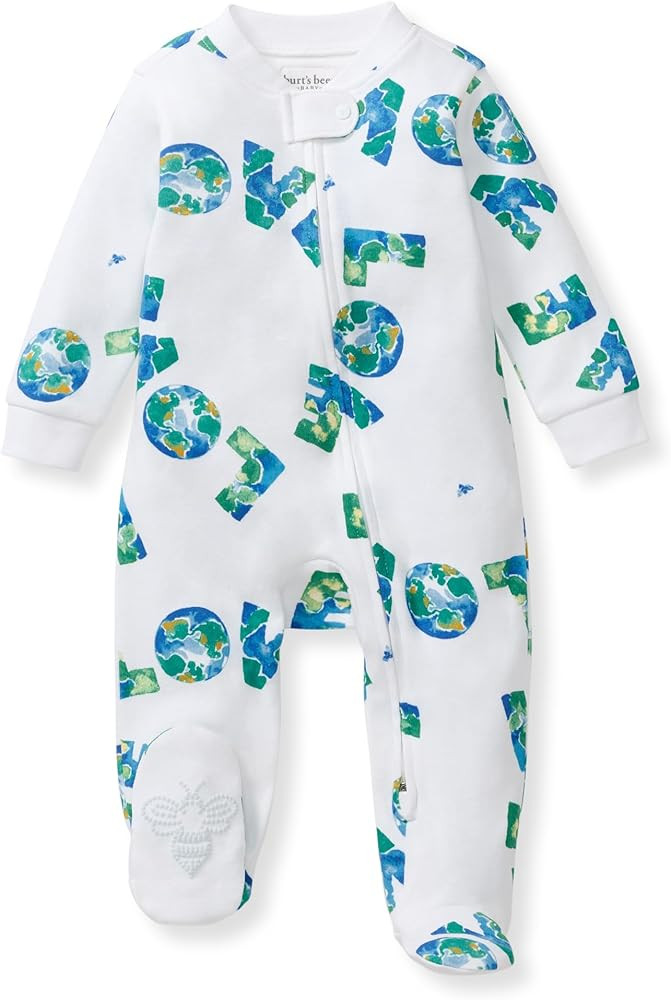 Burt's Bees Baby Boys Sleep and Play PJs, 100% Organic Cotton One-Piece Zip Front Romper Jumpsuit... | Amazon (US)