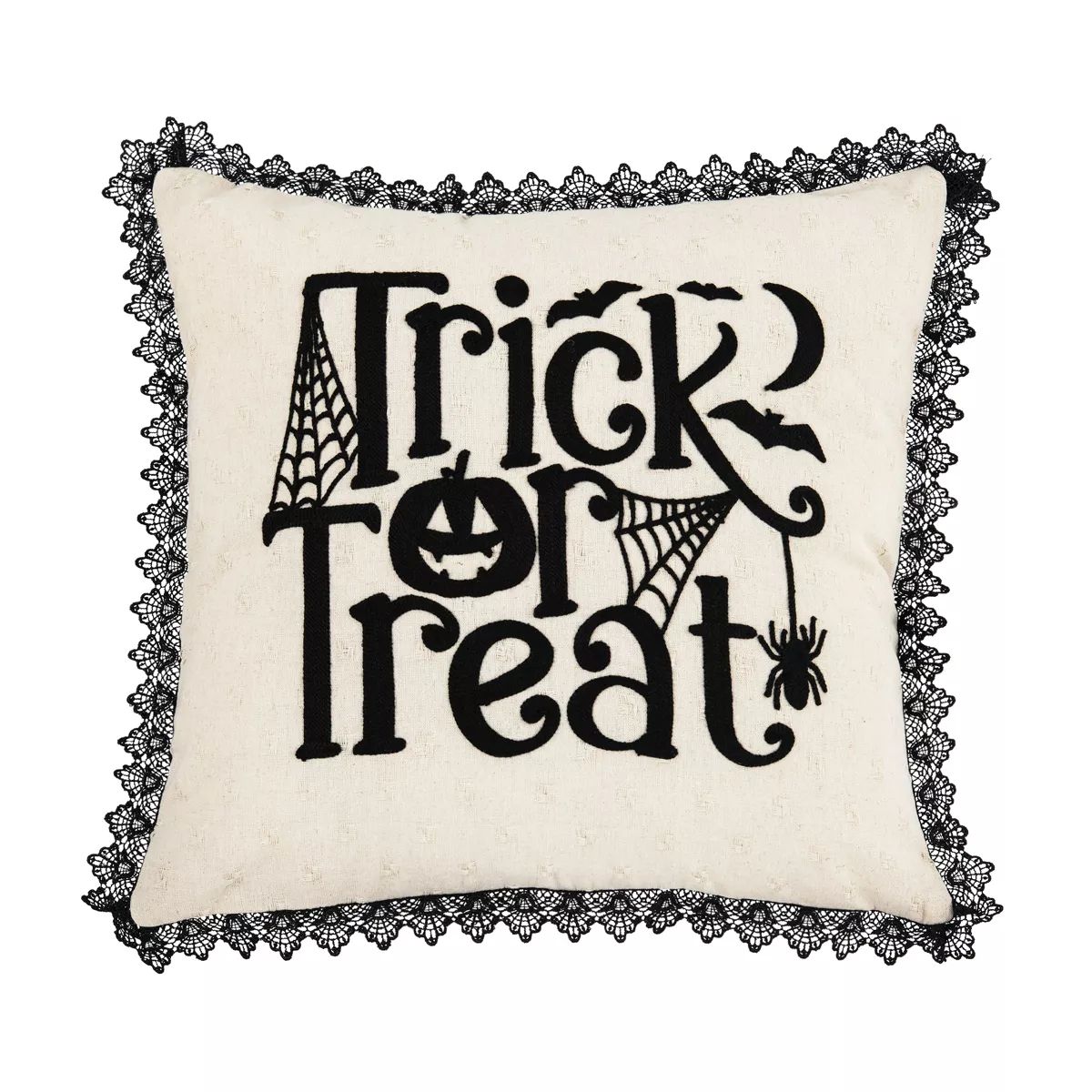C&F Home 18" x 18" Trick Treat Black And White Embroidered Throw Halloween Pillow | Target
