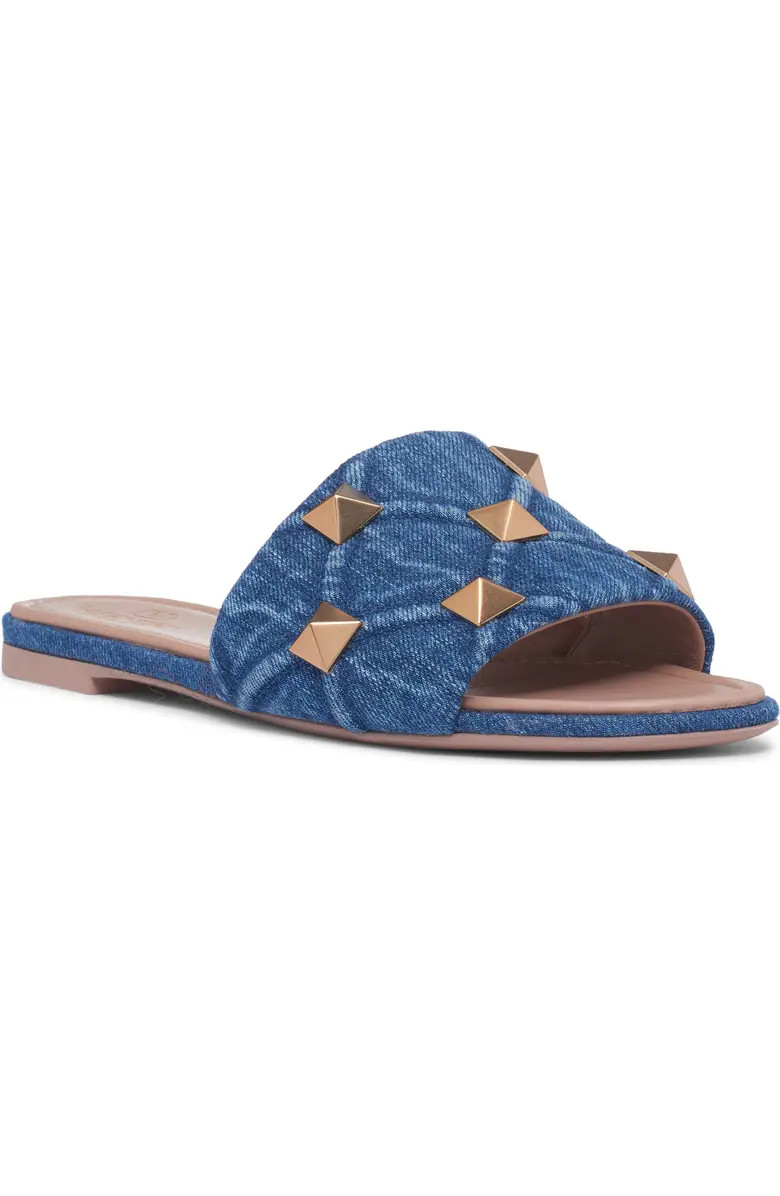 Roman Stud Matelassé Denim Slide Sandal (Women) | Nordstrom