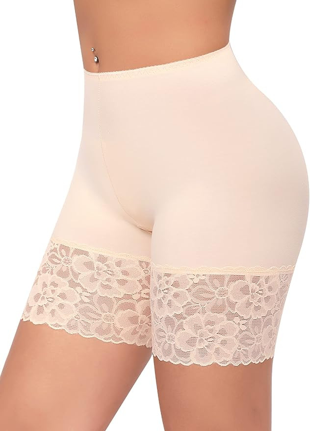Slip Shorts for Under Dresses Women Anti Chafing Underwear Seamless Boyshorts Panties Lace Under ... | Amazon (US)