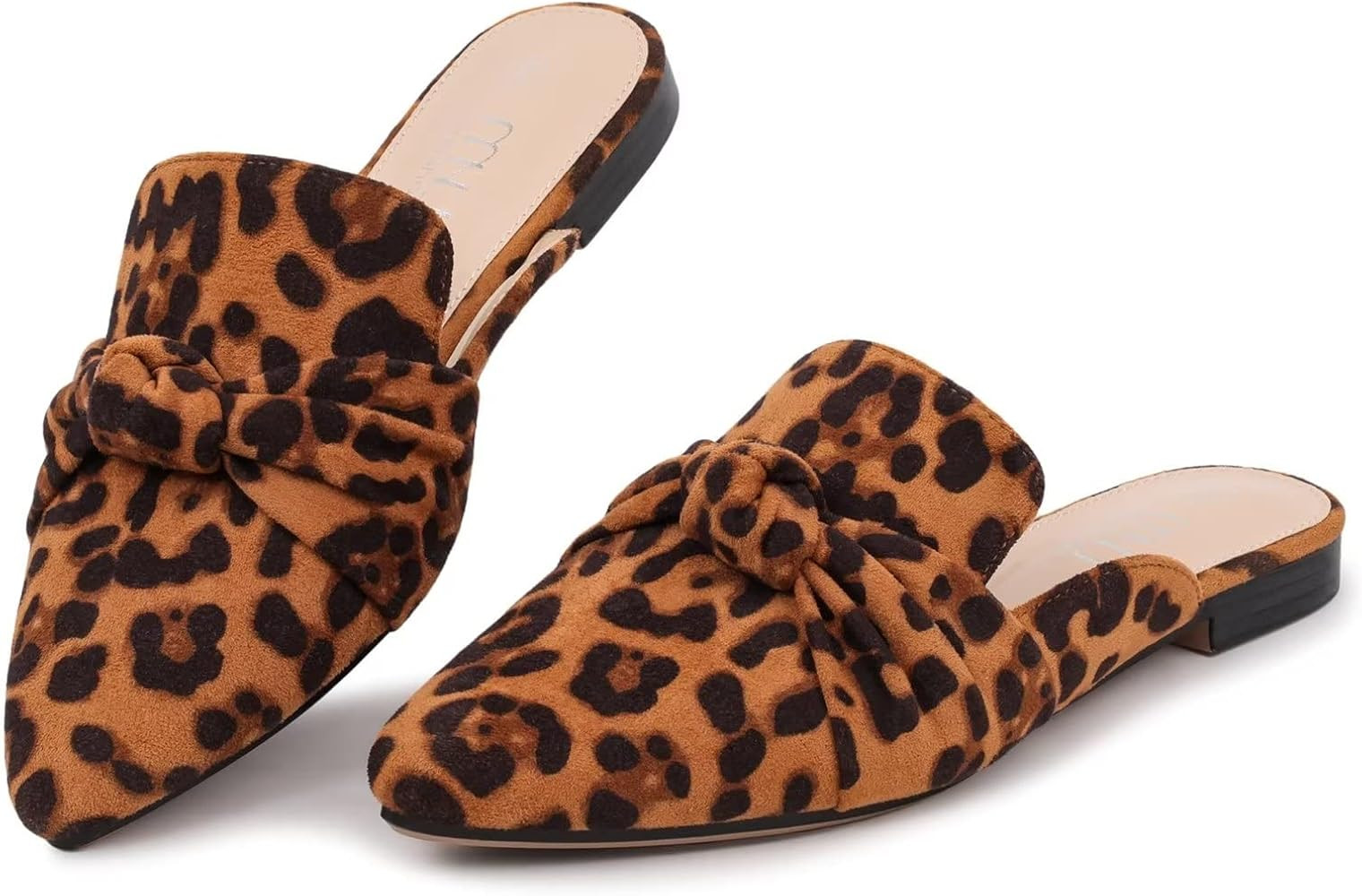MUSSHOE Mules for Women Flats Comfortable Pointed Toe Women Mules Backless Loafers with Knot | Amazon (US)