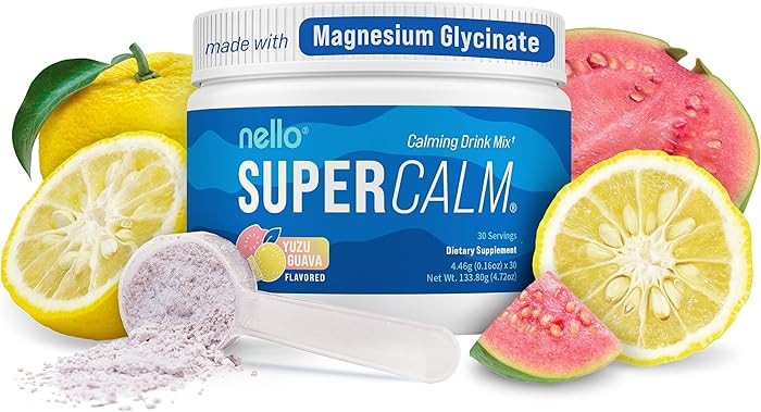 Nello Supercalm Powdered Drink Mix, Yuzu Guava, L Theanine, Ksm-66 Ashwagandha, Magnesium Glycina... | Amazon (US)