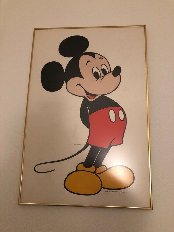 Original Vintage Mickey Mouse Framed Picture | Etsy (US)