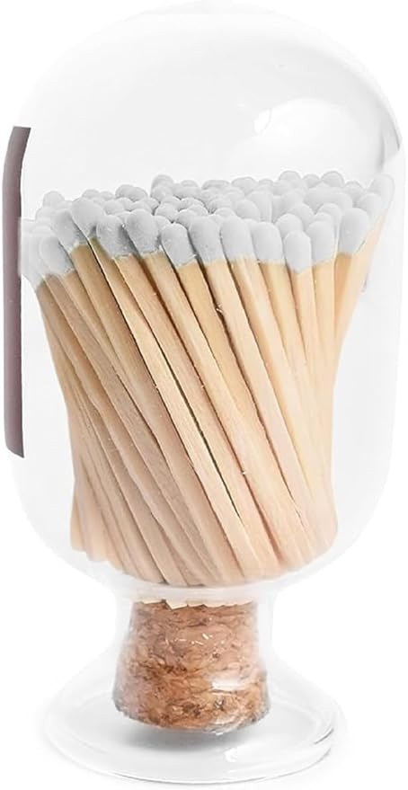 Medium Size Glass Match Holder with Striker - Fancy Matches in a Jar Cloche - Decorative Home Dec... | Amazon (US)