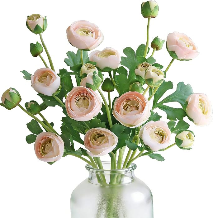5PCS Artificial Ranunculus Flowers with Silk Flower Real Touch Stem Spray for Home Garden Office ... | Amazon (US)