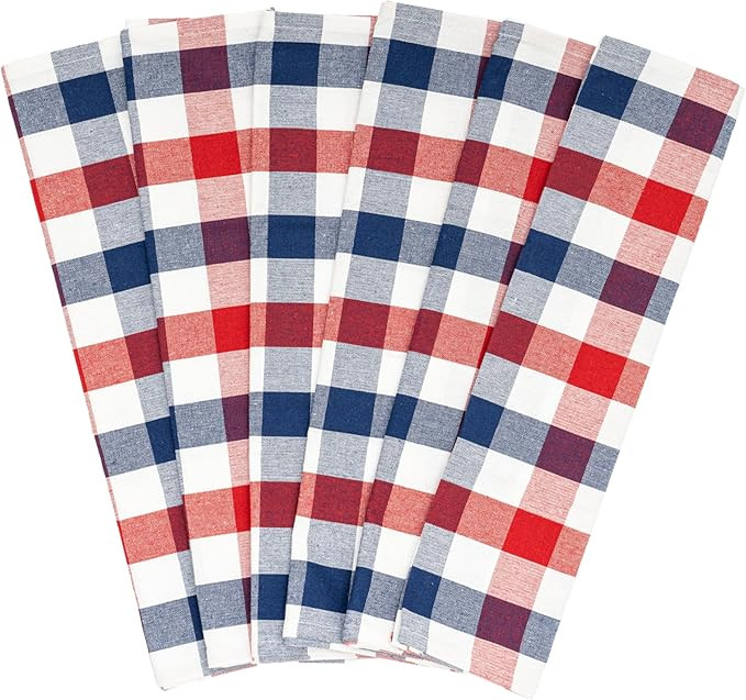 Red, White and Blue Kitchen Towels - 6 Pack, 30"x20" July 4th, Memorial Day, Veteran's Day or Lab... | Amazon (US)