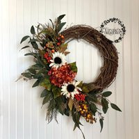 Fall Wreath For Front Door Wreath, Floral Sunflower Autumn Thanksgiving Halloween | Etsy (US)