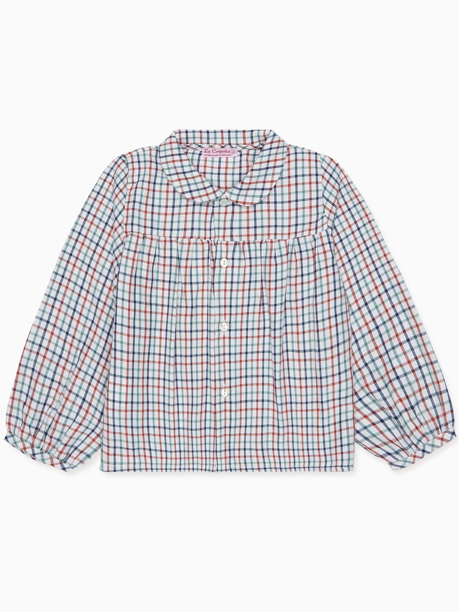 Ivory Check Dante Long Sleeve Baby Shirt | La Coqueta (US)