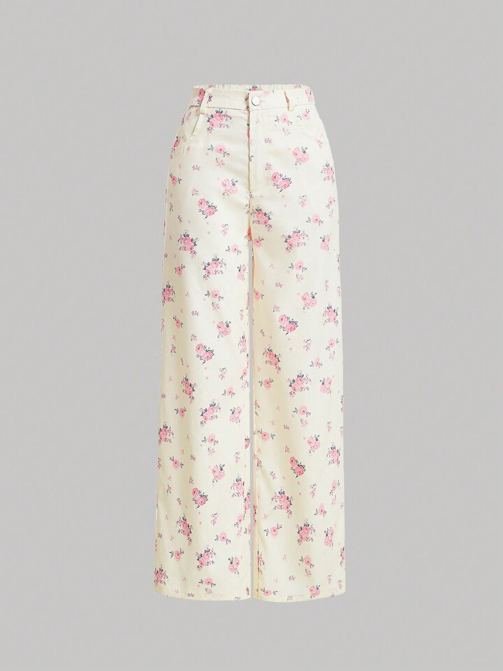 SHEIN MOD Women's Full Print Button Design Pants | SHEIN USA | SHEIN