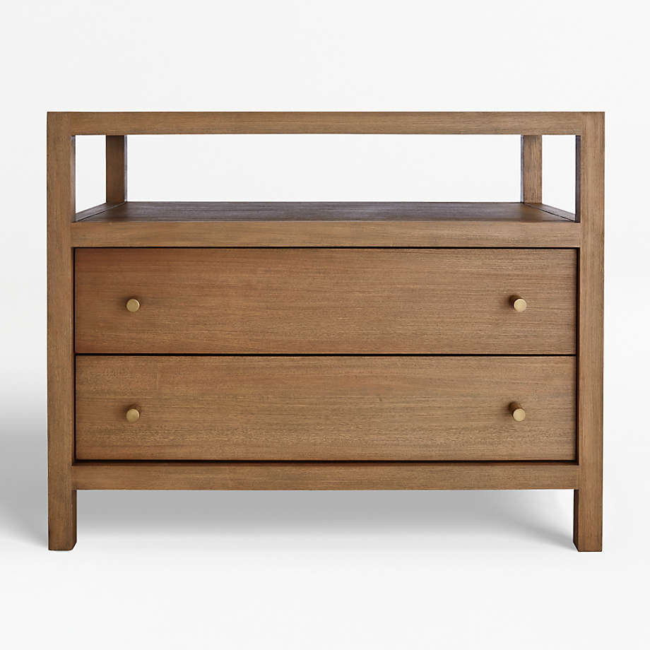 Keane Weathered Natural Wood Charging Nightstand + Reviews | Crate & Barrel | Crate & Barrel
