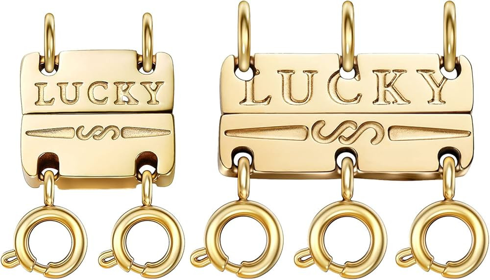 OHINGLT LUCKY Necklace Layering Clasps Separator for Stackable Necklaces Chains,18K Gold and Silv... | Amazon (US)