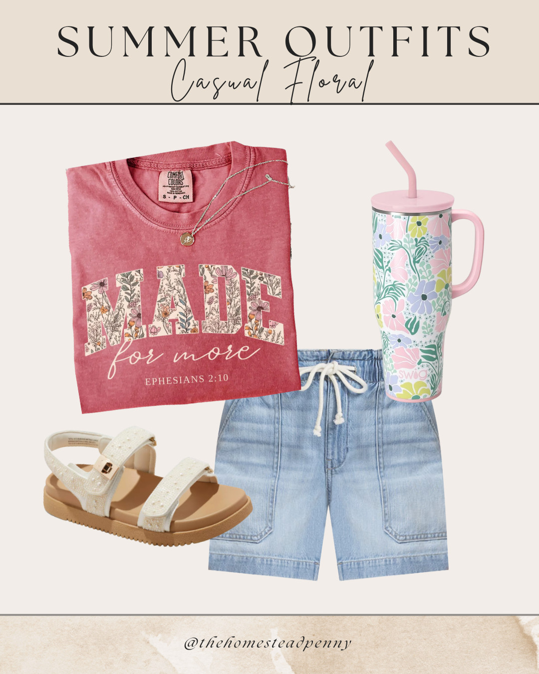 A little floral, a lot of comfort 🌸
This graphic tee says it all — faith-filled and easy to wear with drawstring denim shorts, comfy sandals, and my favorite floral tumbler. Perfect for slow summer mornings, Bible study, or a casual outing with the kids.

Tap to shop the whole look!

#faithbasedfashion #summermomstyle #ltkunder50 #modestmomstyle #floraltshirt #amazonfinds #simplelivingstyle 

 #LTKSeasonal #LTKActive #LTKMidsize