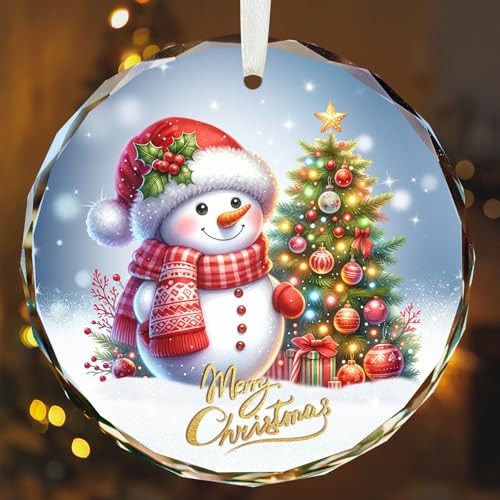 Christmas Ornaments Snowman Ornaments, Crystal Glass Ornaments for Christmas Tree Decoration - Holiday Hanging Ornament - 2024 Christmas Tree Ornament. | Amazon (US)