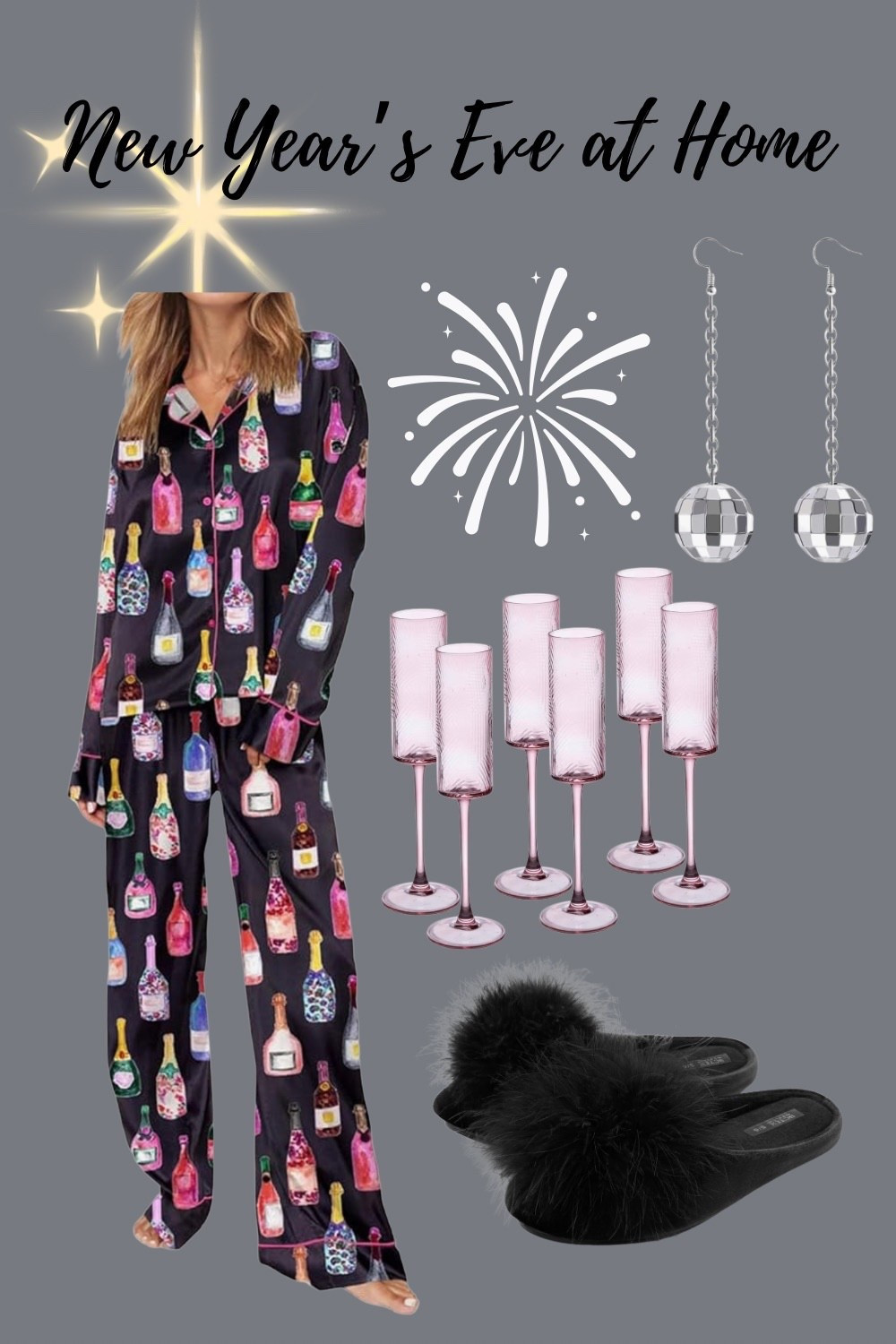 New Year’s Eve pajamas 
Champagne print pajamas 
New Year’s Eve at home outfit 

#LTKmomlife #LTKHoliday #LTKFindsUnder50