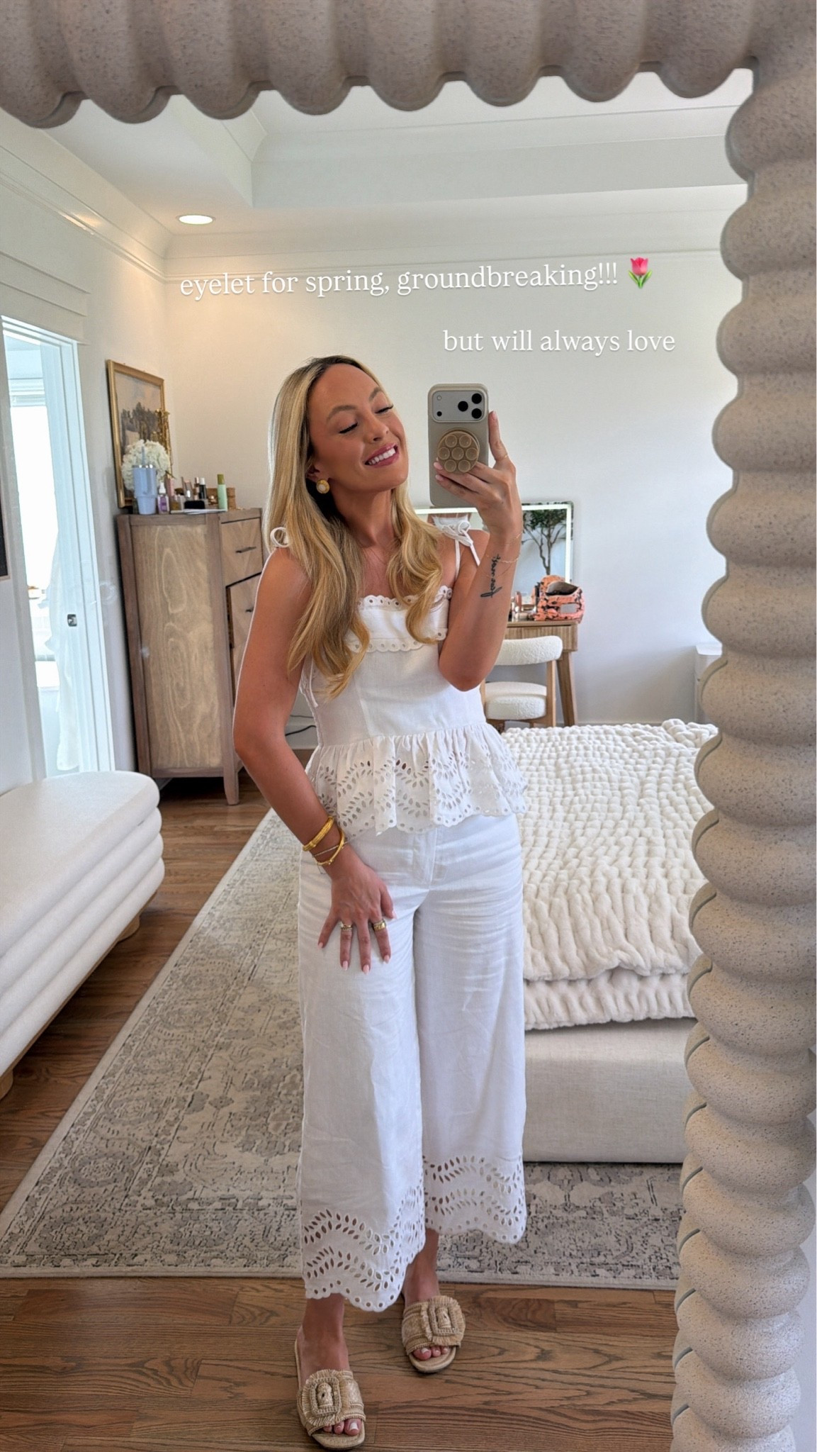 Eyelet for spring always 🤍🤍🤍🤍
Spring style, outfits for spring, matching set, summer style

#LTKdayinmylife #LTKgrwm #LTKootd