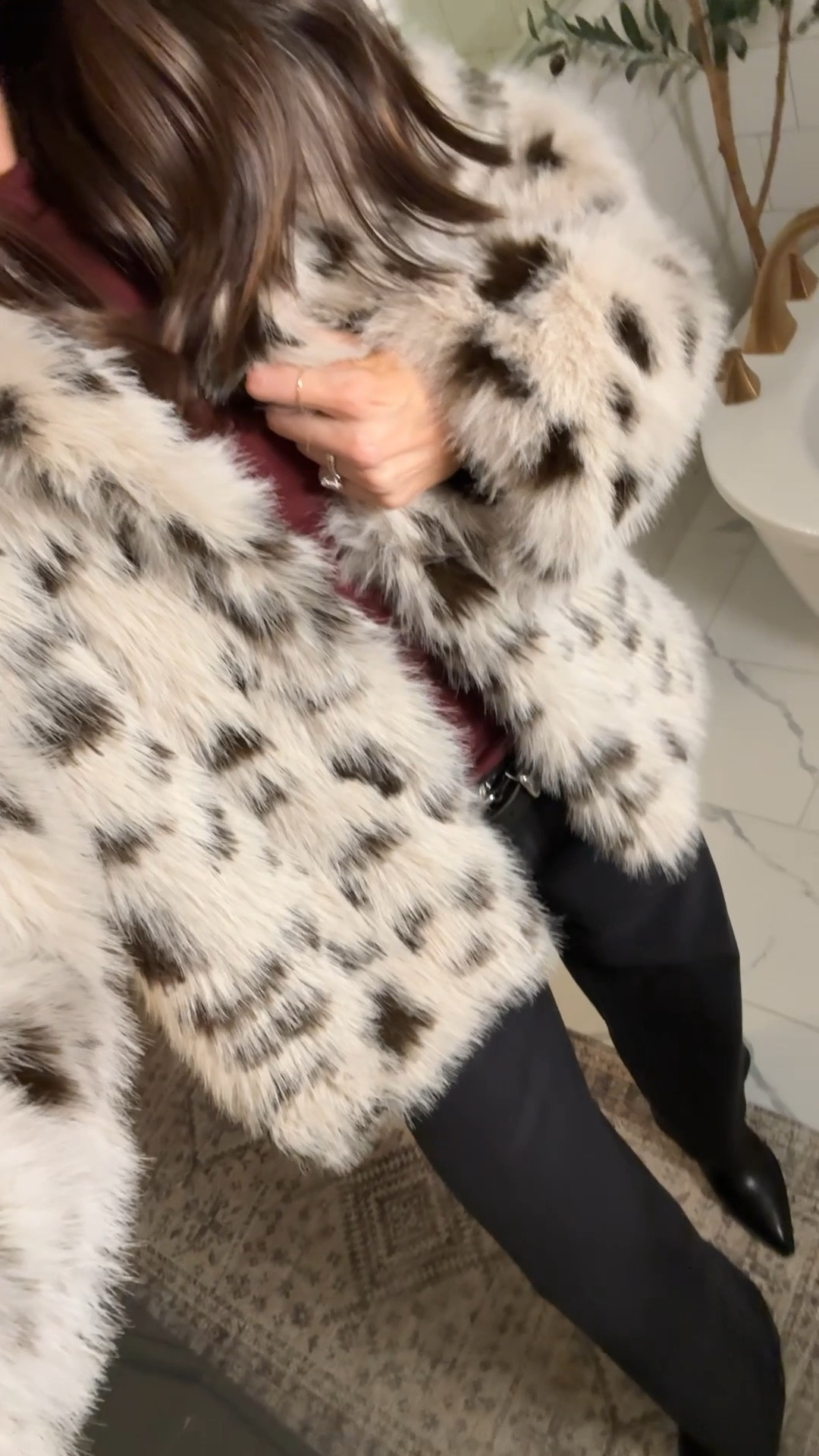 Outfit of the night for a jingle bar! 
Faux fur jacket: sized up (M) 
Open back top: tts (S)
Jeans: tts (27) 5’7” height 
Booties: sized up half 

Winter chic / going out winter outfit 

#LTKselfcare #LTKvlog #LTKgrwm