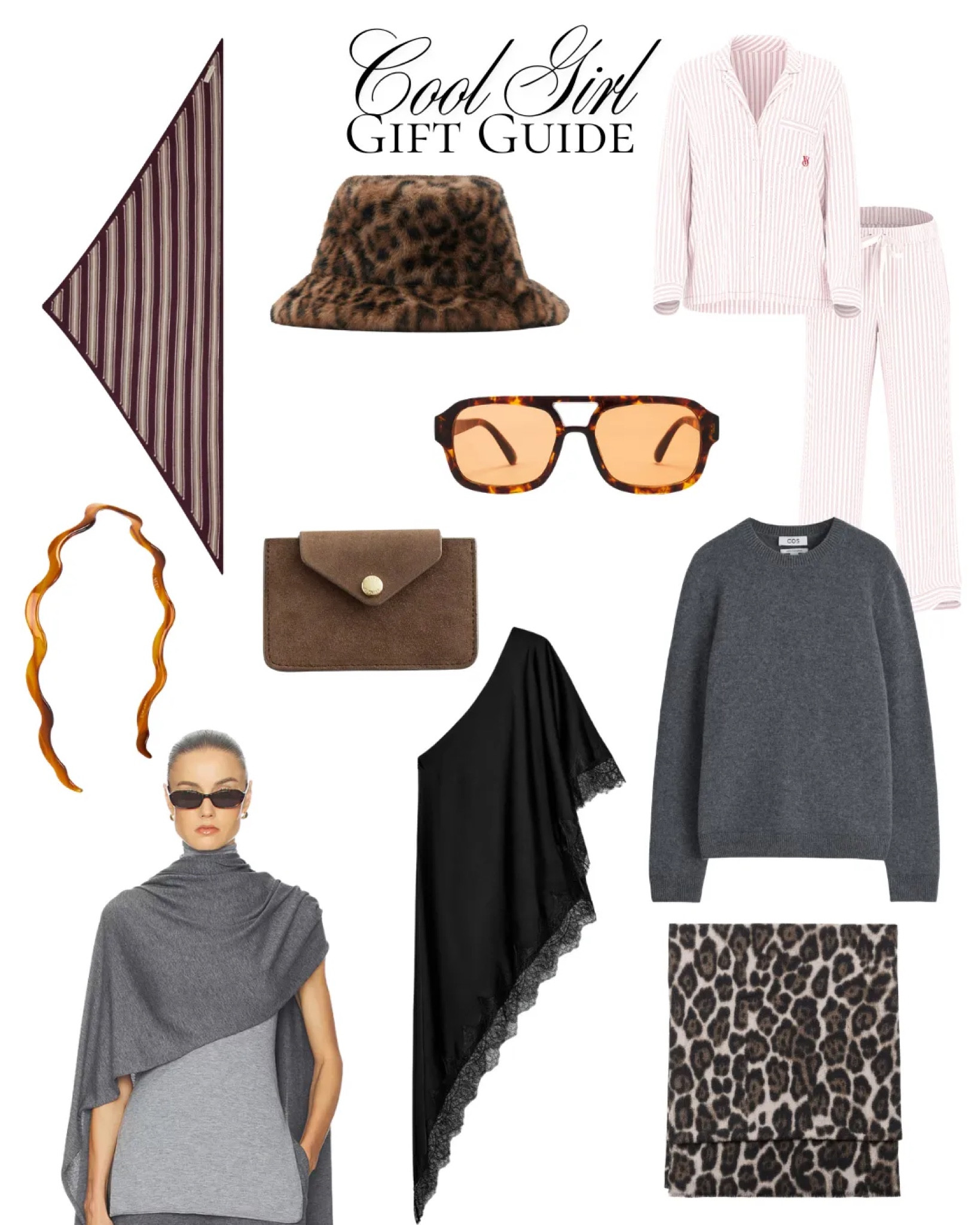 My 2025 cool girl gift guide: from one cool girl to another, here’s my gift ideas for her! This is for the bestie that’s always caught up on the latest fashion trends and styles. Shop accessories and clothing like leopard scarf, triangle scarf, faux fur bucket hat, VS striped pajamas, knit shawl, and more! … For more links to christmas decor, red light mask, holiday party must-haves, triangle scarves, follow me on LTK! ✨

#LTKHoliday #LTKGiftGuide #LTKSeasonal