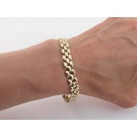 14K Yellow Gold Panther Link Bracelet | Etsy (US)