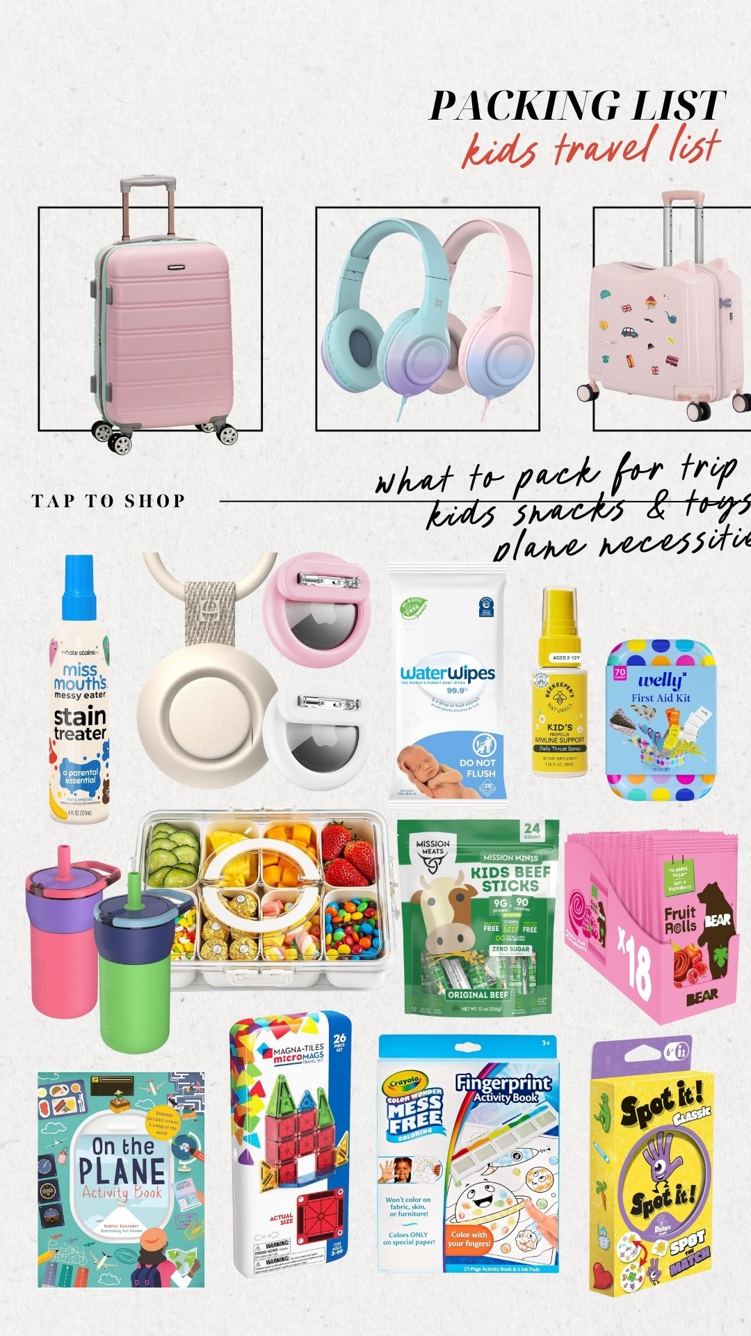 The packing list you need when traveling with kids! Kids travel essentials that I can't live without. 

Kids travel essentials, packing essentials, spring break packing, plane essentials for kids, snacks for kids, kid essentials 

#LTKTravel #LTKmomlife #LTKKids