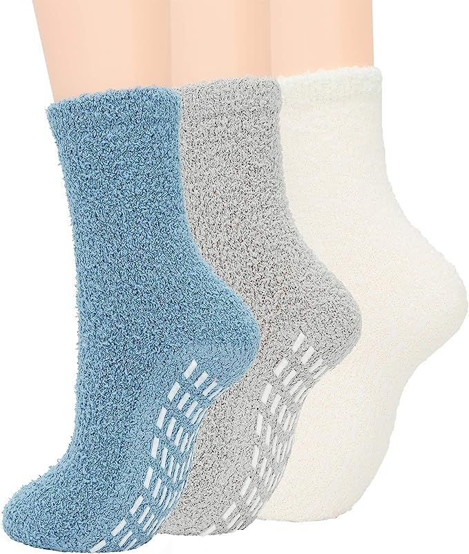 Zando Womens Fuzzy Socks Non-slip Slipper Socks Soft Non Skid Hospital Socks Warm Grip Socks Wint... | Amazon (US)