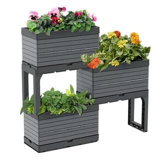 Southern Patio FlexSpace 22 in. x 11 in. x 13 in. Gray Resin Modular Raised Garden Bed HDR-076650 | The Home Depot