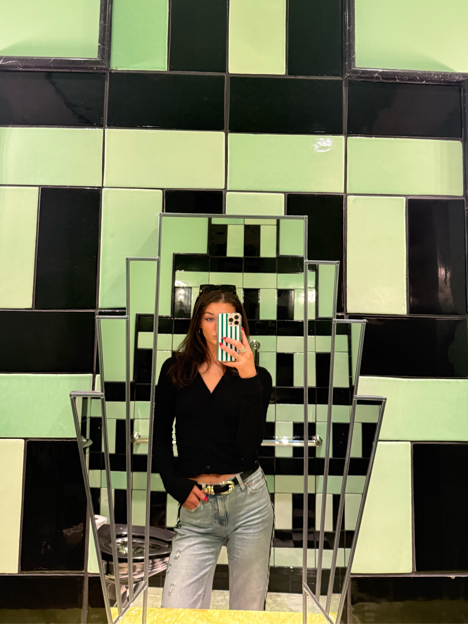 Black button-down shirt with black and gold belt and jeans. New York outfit. Outfit inspo￼

#LTKTall #LTKootd