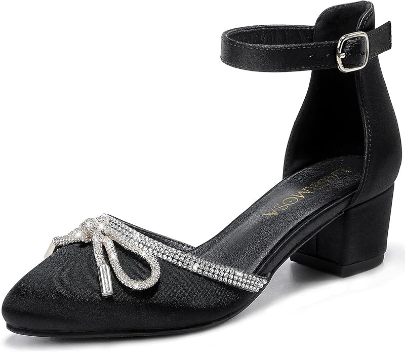 Girls Sandals Closed Toe High Heels Pointed Toe Ankle Strap Pumps Flower Girl Dressy Shoes in Wed... | Amazon (US)