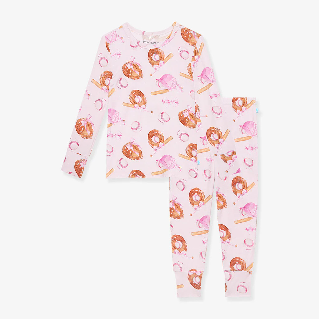 Baseball Pink Long Sleeve Toddler Pajamas | Dorothy | Posh Peanut