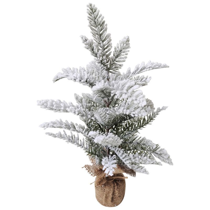 Northlight 17.5" Heavily Flocked Pine Tree in Burlap Base Christmas Decoration | Target