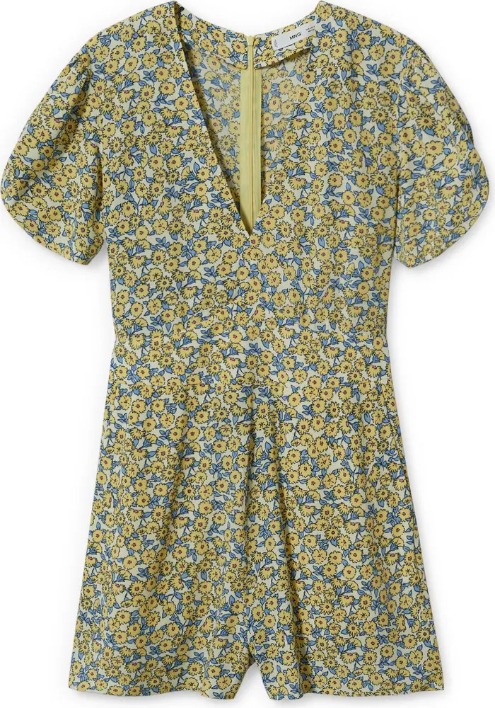 Floral Puff Sleeve Romper | Nordstrom