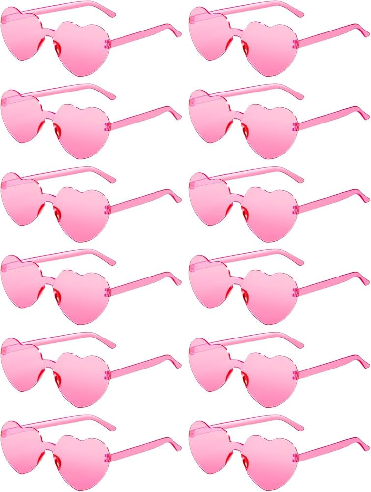 12 Pairs Heart Shaped Sunglasses for Women Colorful Glasses Fun Trendy Transparent Heart Sunglass... | Amazon (US)