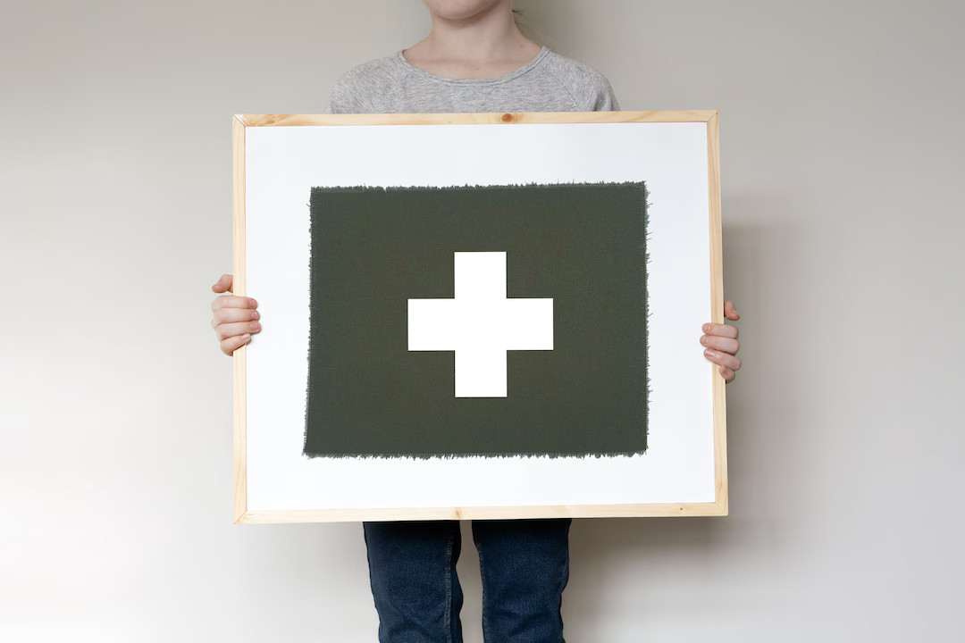 Swiss Cross Canvas Flag, Office Wall Decor, Living Room Wall Art Banner, Kids Room Nursery Decor ... | Etsy (US)