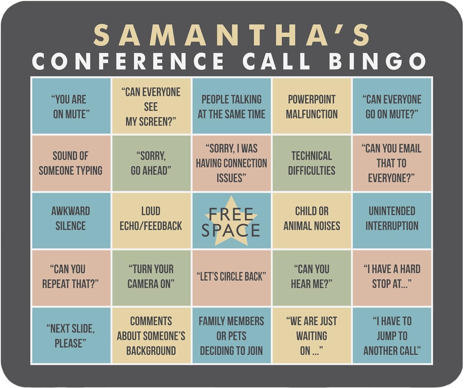 Let's Make Memories Personalized Conference Call Bingo Mouse Pad - for Virtual Meetings - Work fr... | Amazon (US)