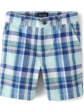 Boys Plaid Chino Shorts - navy sail | The Children's Place