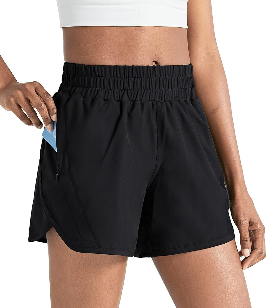 ZUTY 5" Athletic Running Shorts for Women with Zipper Pocket High Waisted Quick Dry Workout Gym S... | Amazon (US)