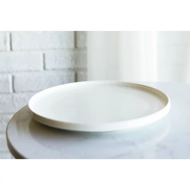 Pack Of 4 Kitchen Dining Modern White Stoneware Coupe Dinner Lunch 8"D Plates | Walmart (US)