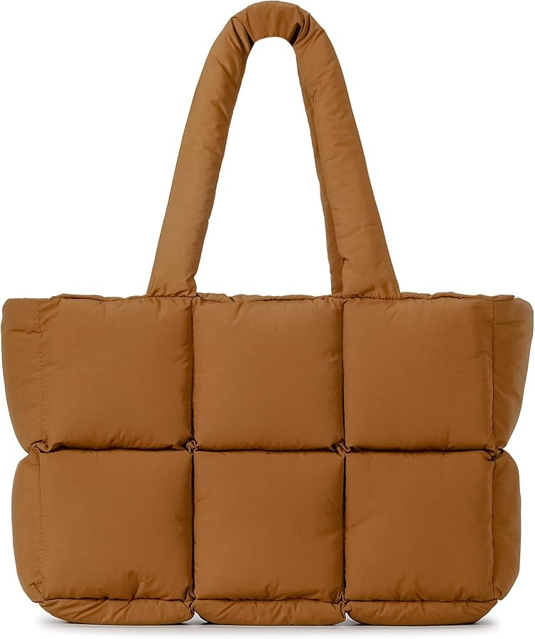 Herald Puffer Tote Bag for Women, Large Quilted Puffy Handbag Lightweight Satchel Purse for Work ... | Amazon (US)