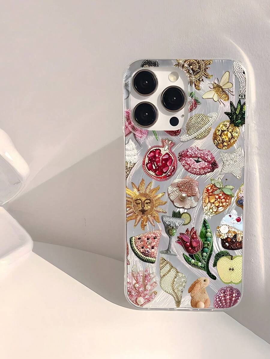 1pc Fashionable Personality Sea Shell & Planet Floral Printed Waterproof, Anti-Fingerprint, Anti-... | SHEIN
