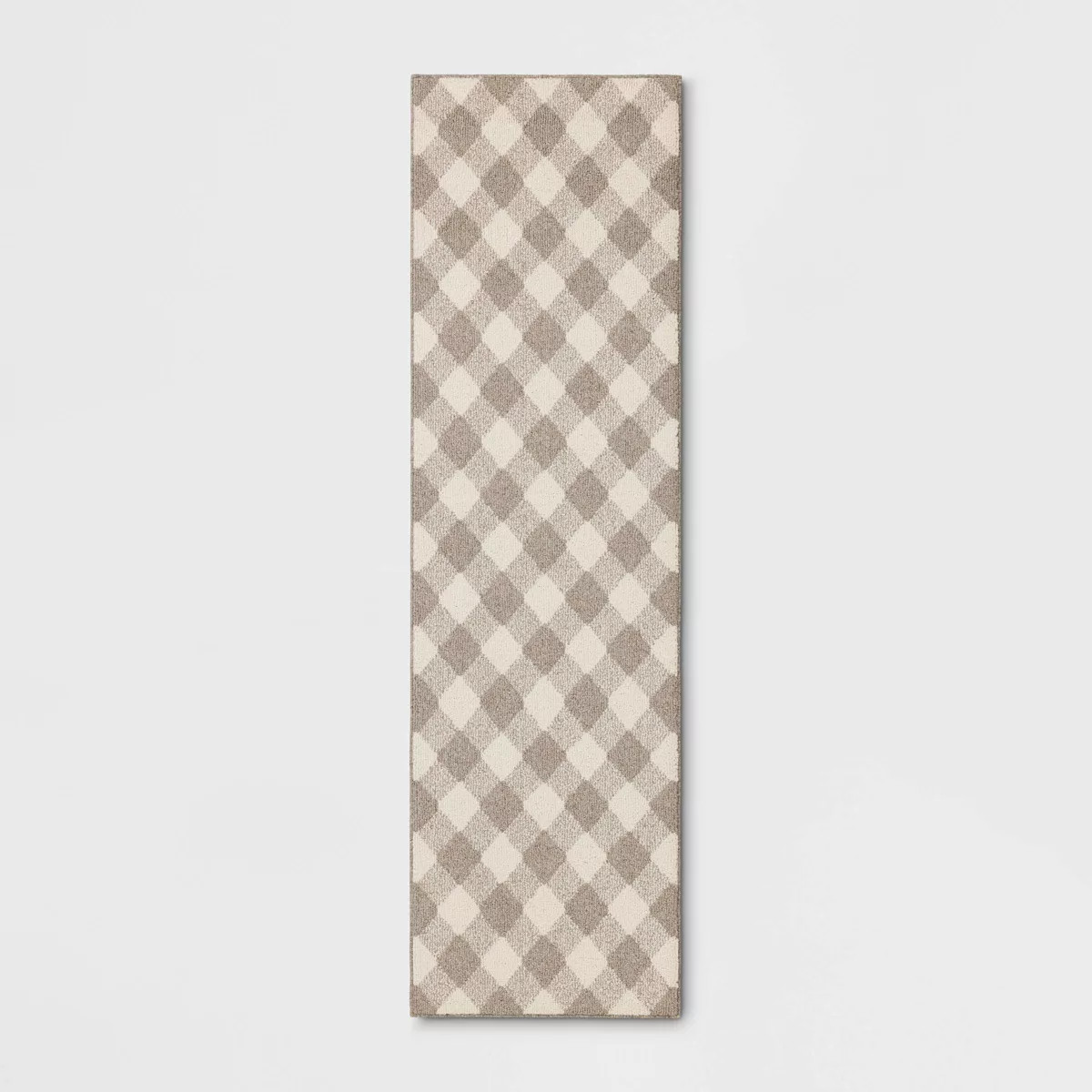 2'4"x7' Gingham Washable Runner Rug Heathered Gray/Ivory - Threshold™ | Target