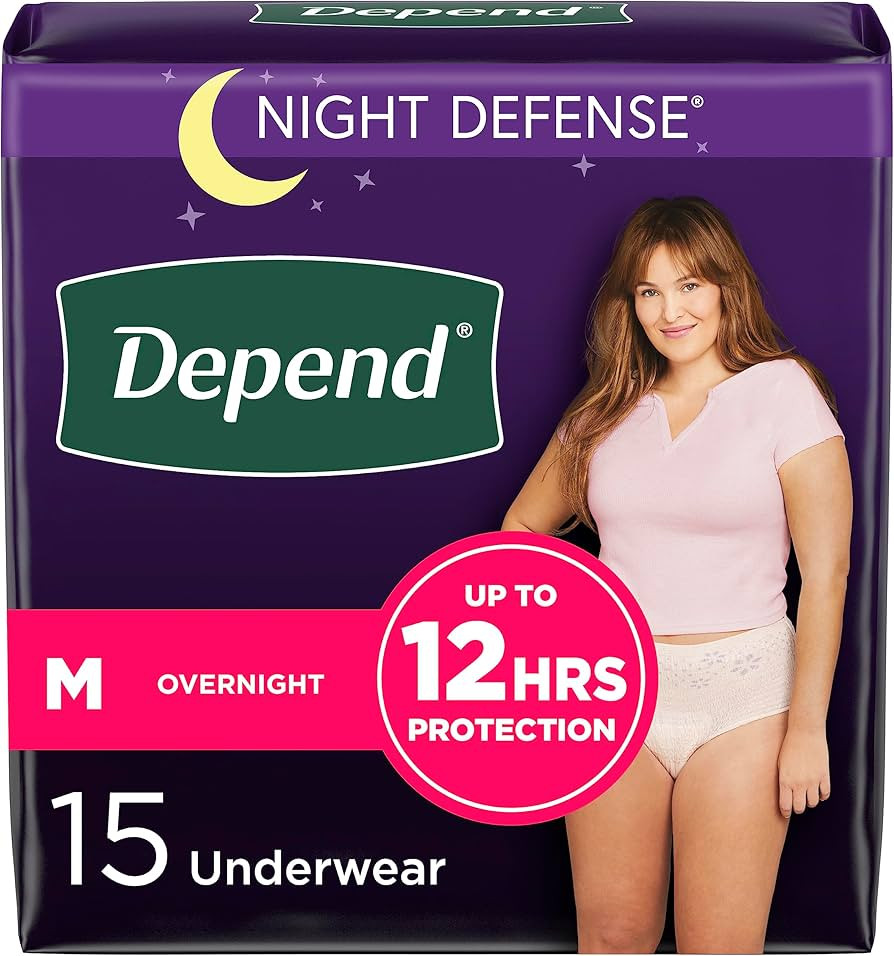 Depend Night Defense Adult Incontinence Underwear for Women, Disposable, Overnight, Medium, Blush... | Amazon (US)