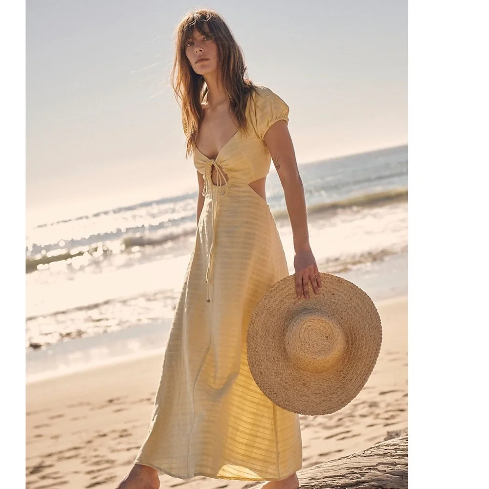 Free People Endless Summer Extra Dose Keyhole Cutouts Midi Dress in Pampas | Poshmark