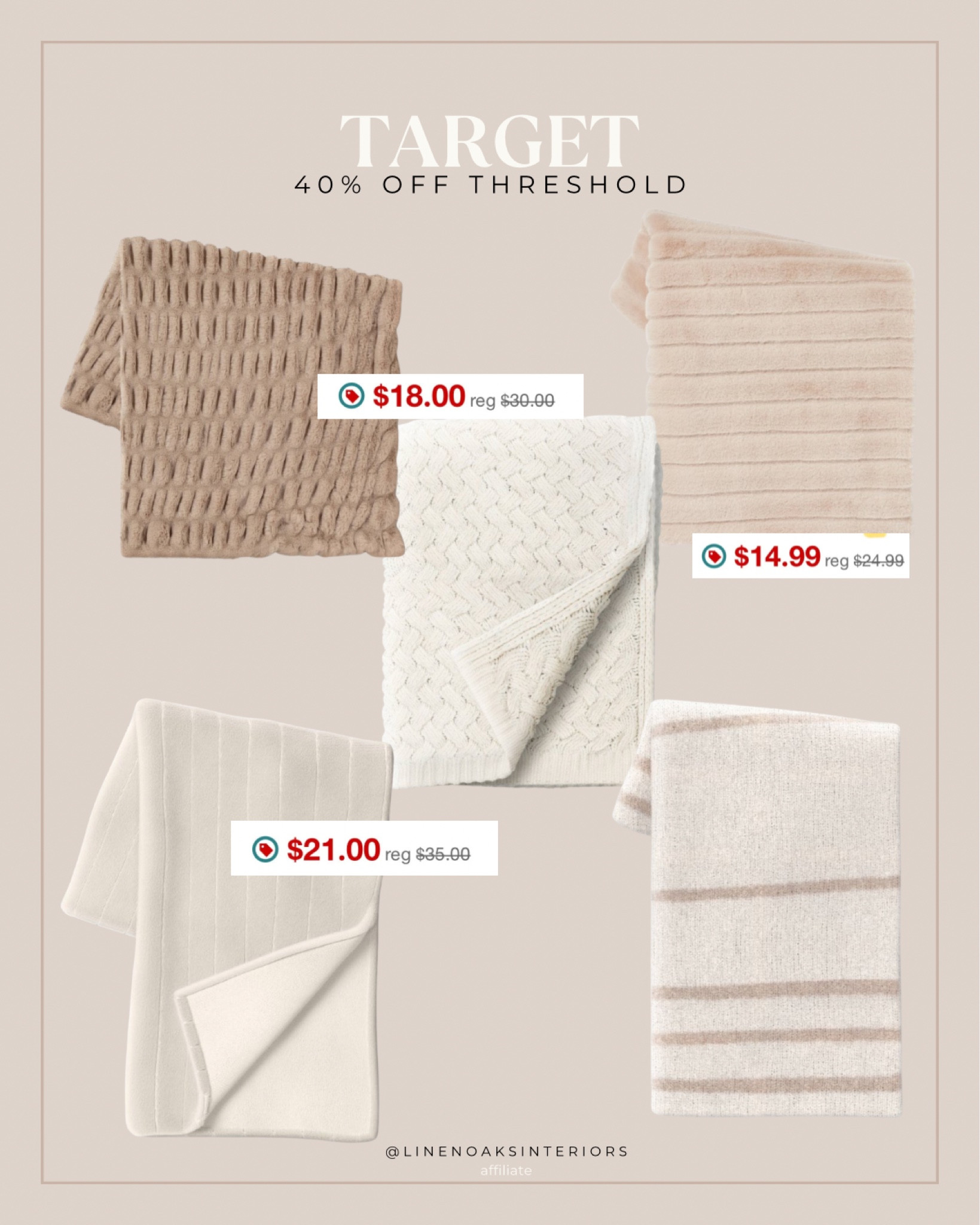 40% off throws, blankets and pillows from Threshold at Target today!!