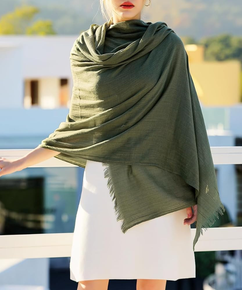 Harewom Lightweight Gauze Linen Feeling Shawl Wraps for Women Beach Summer Scarf for Evening Wedd... | Amazon (US)