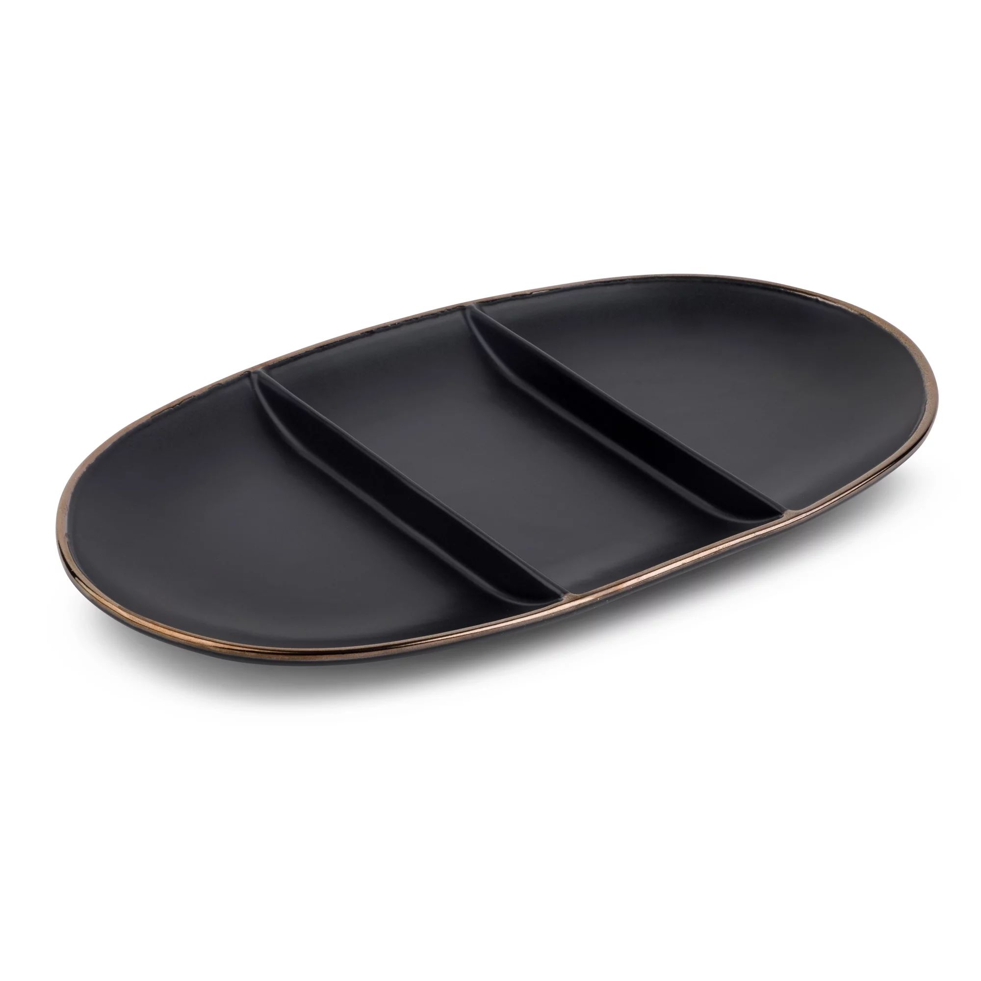 Thyme & Table Stoneware Divided Serving Platter, Onyx | Walmart (US)