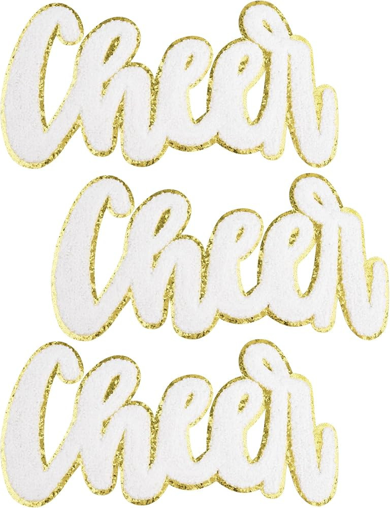 3Pcs 9.75 Inch White Cheer Iron on Patches Iron on Letter Chenille Patches for Clothing Hats Bags... | Amazon (US)