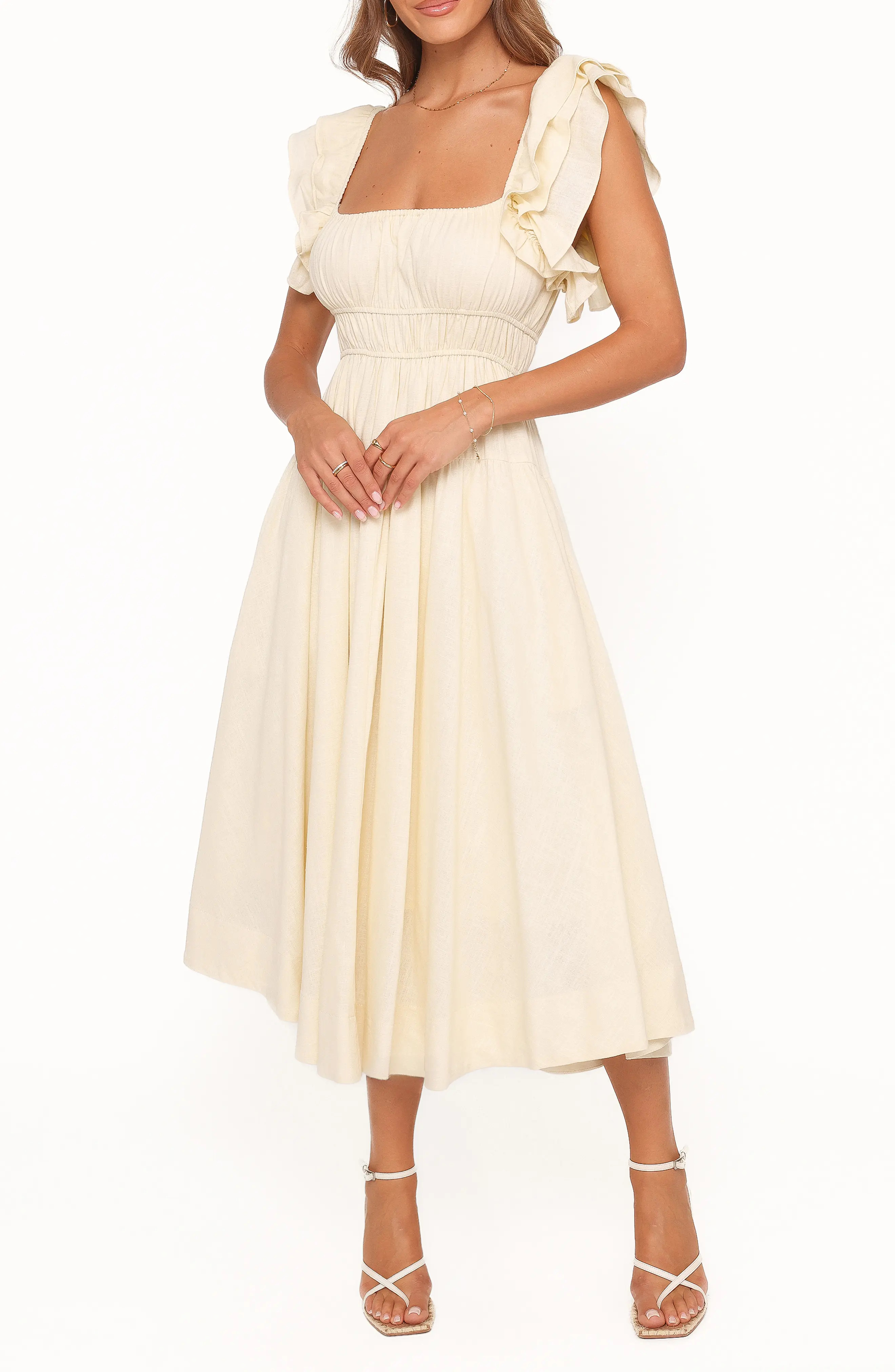 Linda Ruffle Sleeve Midi Dress (Women) | Nordstrom | Nordstrom