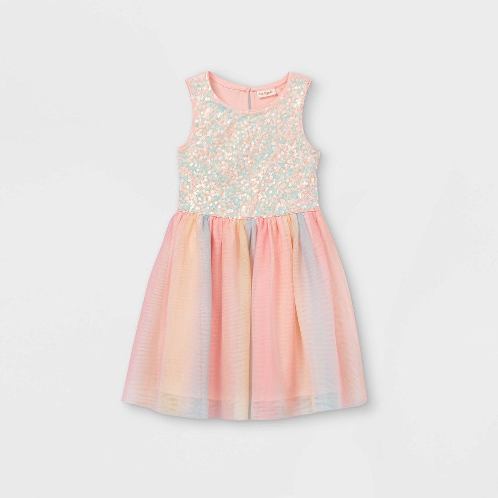 Girls' Rainbow Sequin Sleeveless Tulle Dress - Cat & Jack S | Target