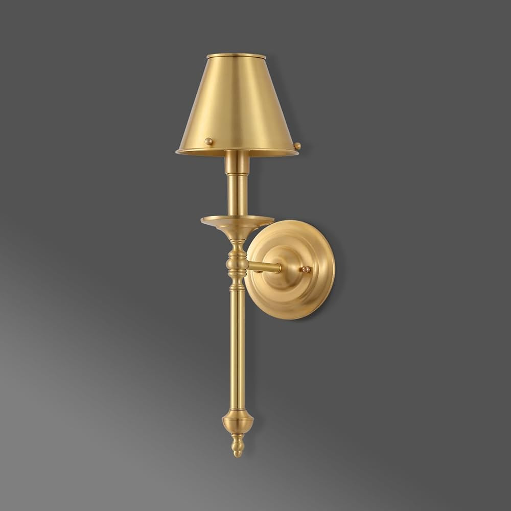 Brass Wall Sconce Modern Gold Bathroom Wall Lighting Vanity Light Fixtures Solid Copper Shade Ind... | Amazon (US)