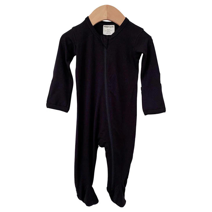 Basic Zipper Footie, Black | SpearmintLOVE